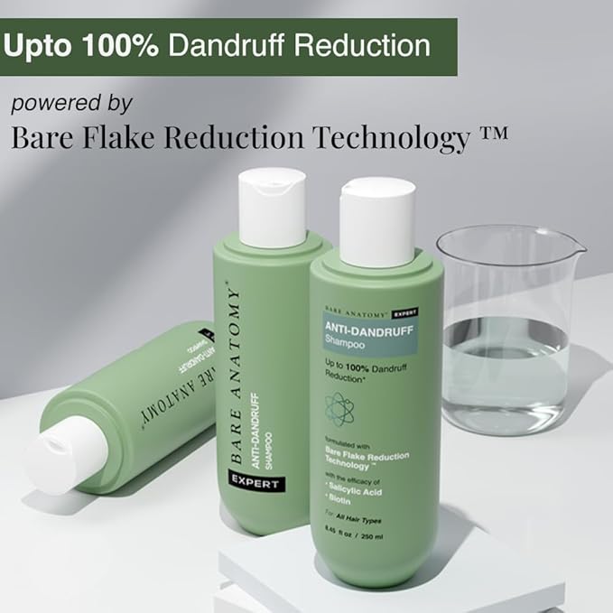 Bare Anatomy Expert Anti-Dandruff Shampoo Targets Oily Scalp And Sheds Dry Flakes Clears away dandruff flakes Relieves from excessive oil 8.4 Ounce-Velvo Beauty