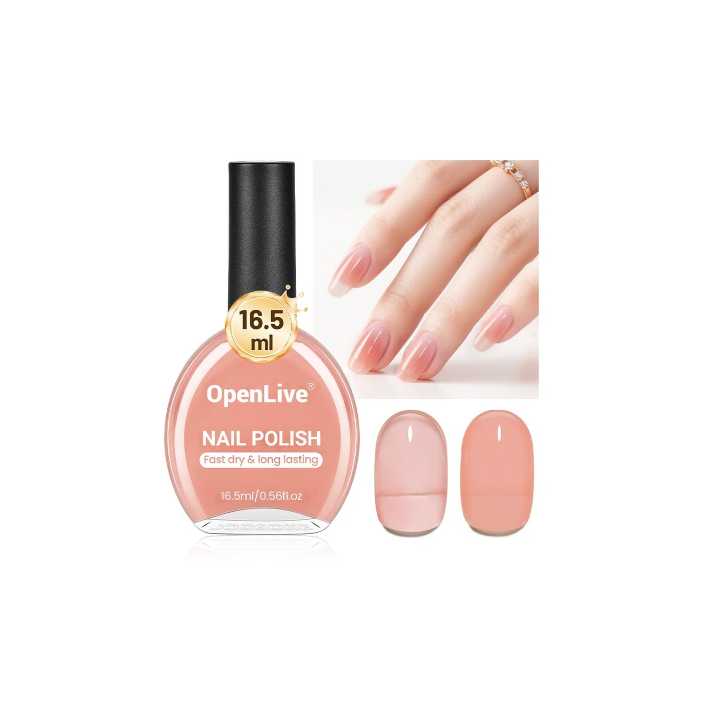 16.5ml Jelly Nude Pink Nail Polish Large Volume Quick Dry Nail Polish, Long Lasting Shine, Fingernail Toenail Nail Art DIY Home Travel Nail Art Gift-Velvo Beauty