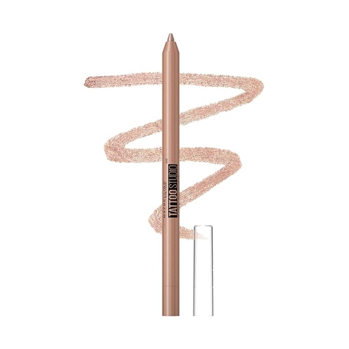 MAYBELLINE New York Tattoo Studio Long-Lasting Sharpenable Eyeliner Pencil, Glide on Smooth Gel Pigments with 36 Hour Wear, Waterproof Rose Quartz 0.04 oz-Velvo Beauty