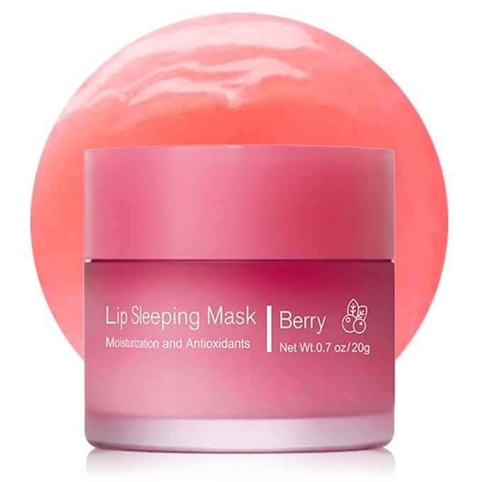 Hydrating Lip Sleeping Mask, Long Lasting Hydrating Night Lip Balms for Intensive Moisturizing and Care, Prevention Dry and Crack (BERRY) 0.7 OZ-Velvo Beauty
