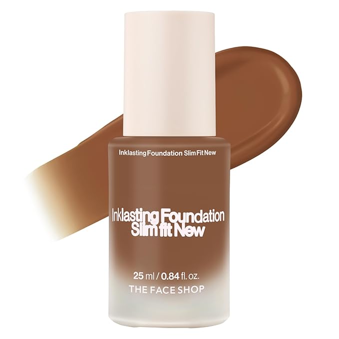 THE FACE SHOP Ink Lasting Liquid Foundation, Full Coverage, 72‑Hour Wear Semi‑Matte Finish, Makeup with Bakuchiol, W610 Coffe, 0.84 Fl. Oz.-Velvo Beauty