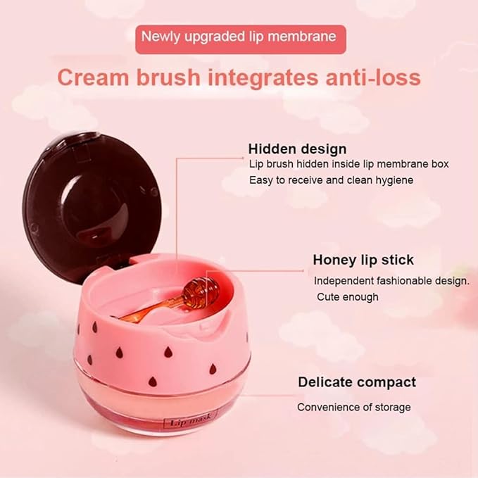2Pcs Strawberry Vitamin E Lip Masks，Lip Balm Honey Pot，Hydrating & Prevention Dry and Cracked Lip Scrubs Exfoliator，Lip Sleep Mask Reduces Lip Lines，Lip Exfoliating Balm Sleeping Lip Mask-Velvo Beauty