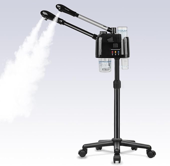 Hot and Cold Facial Steamer Professional Facial Steamer on Wheels for Esthetician Facial Deep Cleaning-Velvo Beauty