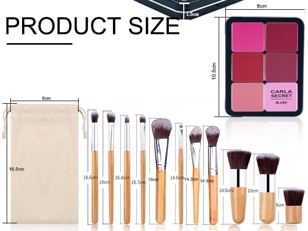 Makeup Blush Palette + Cream Contour Palette Kit, with 11 Pcs Complete Makeup Brushes, Contouring Concealer Palette for Medium Dark Skin to Conceals Dark Circles, Redness, Acne, Blemish-Velvo Beauty
