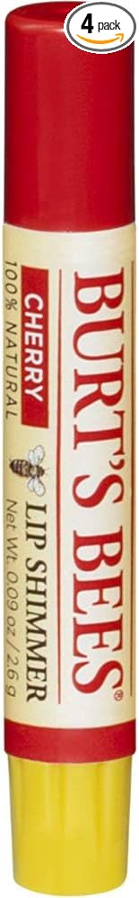 Burt's Bees Lip Shimmer, Cherry 0.09 Ounce (Pack of 4)-Velvo Beauty