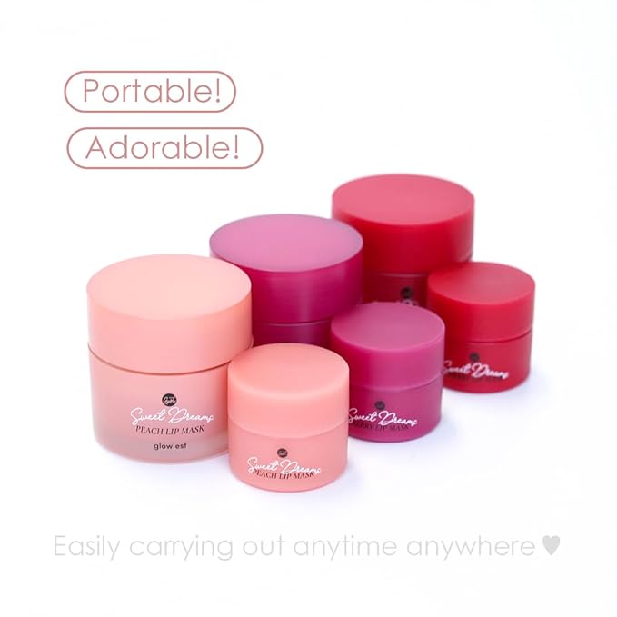 Sweet Dreams Mini Lip Mask 5g(3 Set)- Nourishing, Plumping and Hydrating Lip Balm | Vegan Lip Sleeping Mask | Korean beauty | Hyaluronic Acids + Vitamin C + Shea Butter + Antioxidants-CherryBerryPeach-Velvo Beauty