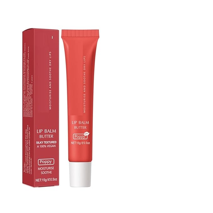 6 Color Hydrating Lip Butter Balm, Moisturizing Lip Repair, Lightweight Nourished Lip Glossy Christmas for Women (04 Poppy)-Velvo Beauty