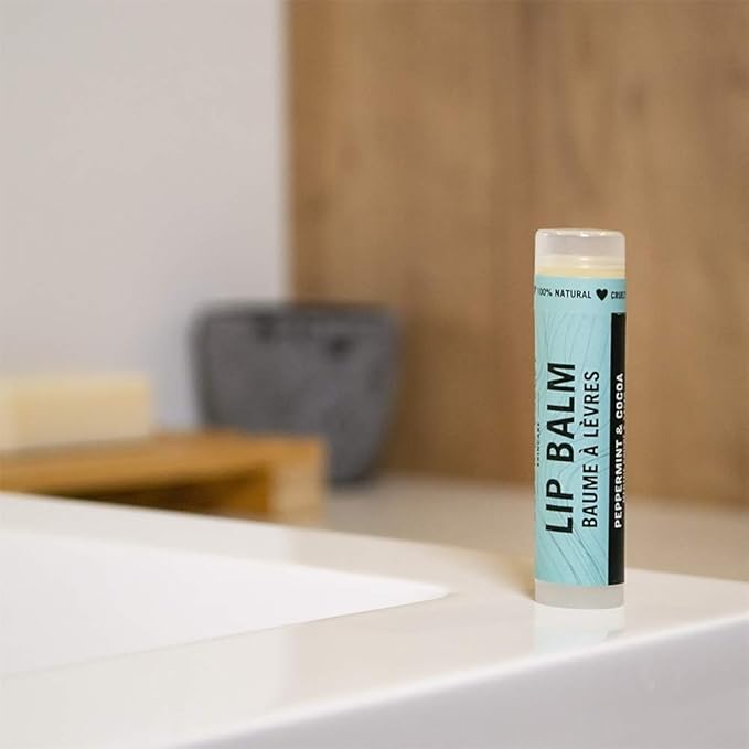 Caron & Doucet - 100% Natural Lip Balm - Premium Beeswax & Olive Oil Moisturizing Lip Balm - Best for Dry Chapped Lips. (Pack of 4, Peppermint & Cocoa)-Velvo Beauty