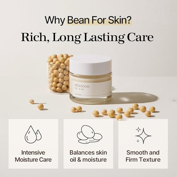 mixsoon Bean Cream - Intensive Moisture Face Cream For Smooth, Nourished Skin, Pore & Sebum Care - Korean Skincare For Glass Skin - Non-stick (1.69 fl.oz / 50ml)-Velvo Beauty
