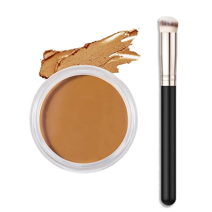 Kaely Cream Pot Concealer Full Coverage Set,Conceal Brighten Dark Circles,under Eye Brightener Color Correcting Concealer,Waterproof Foundation Palette with Brush,corrector de ojeras,Vegan Makeup,07-Velvo Beauty