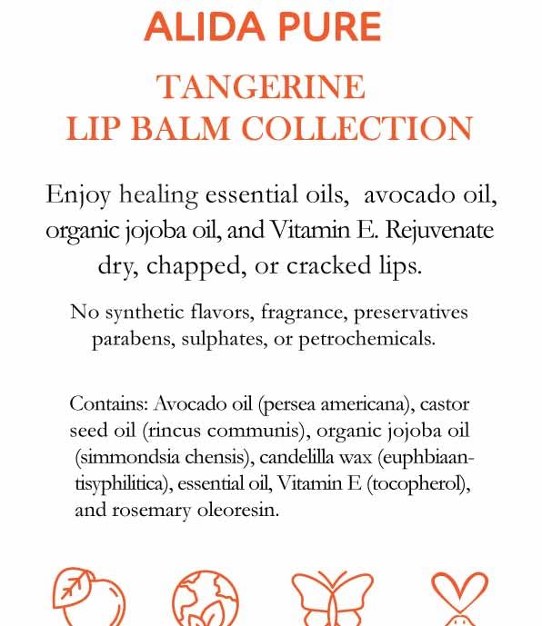 Tangerine Lip Balm, Vegan Lip Balm Set, Beeswax Free, with Avocado Oil, Organic Jojoba Oil, Candelilla Wax, and Vitamin E, Natural Moisturizer For Dry, Chapped, or Cracked Lips, 3 Tube Set-Velvo Beauty