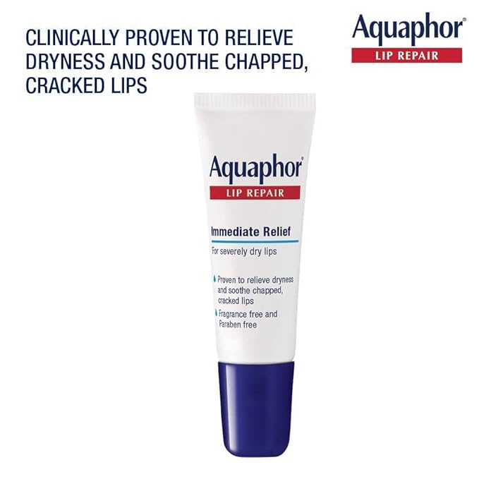 Aquaphor Lip Repair Ointment - Long-lasting Moisture to Soothe Dry Chapped Lips - .35 fl. oz. Tube (Pack of 2)-Velvo Beauty