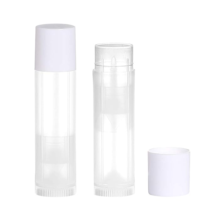 100 Sets Empty Lip Balm Tubes Bulk Round with White Caps for DIY Lipstick homemade, 3/16 Oz (5.5 ml), Clear, BPA Free, 100 Tubes and 100 Caps-Velvo Beauty