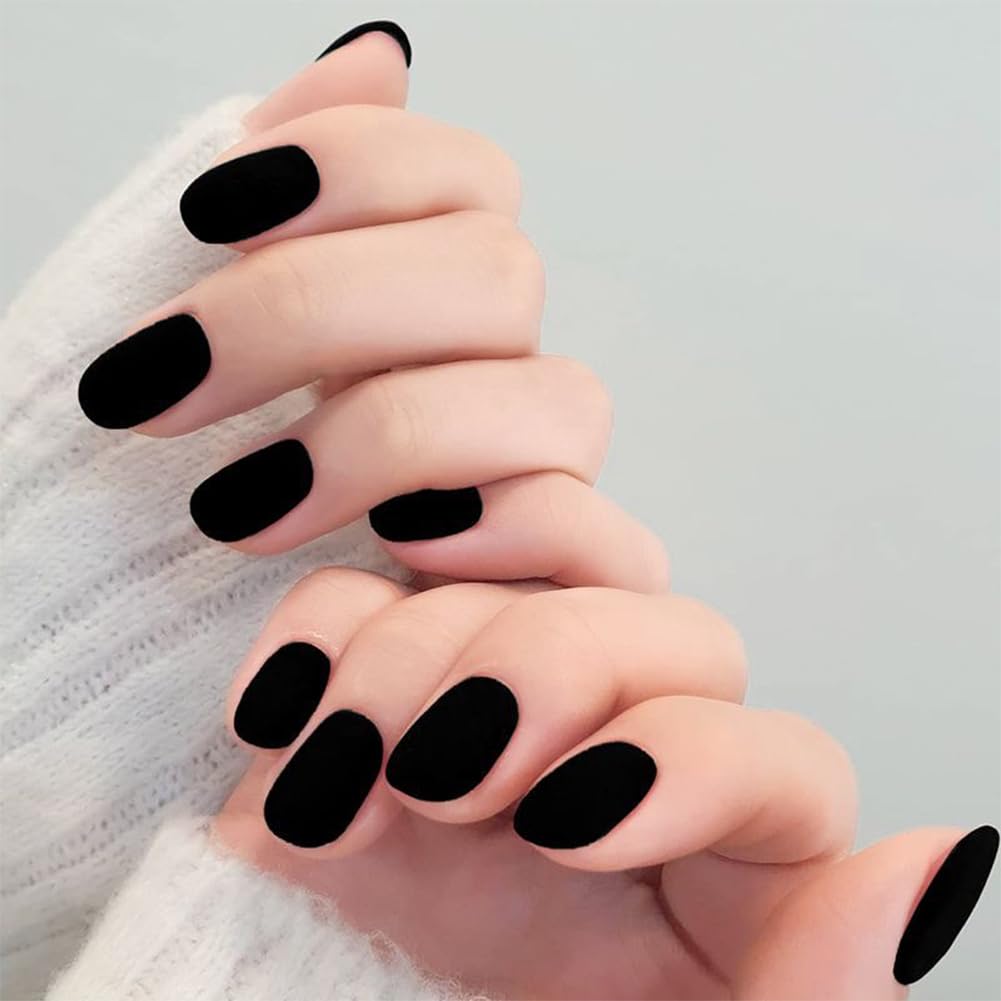 COSMOO 12ml Black Matte Nail Polish, Quick Dry Nail Lacquer for Nail Art Varnish, Mist Effect Matte Finish Velvet Nail Polish, 0.41 fl oz (Black, 0.41 fl oz)-Velvo Beauty
