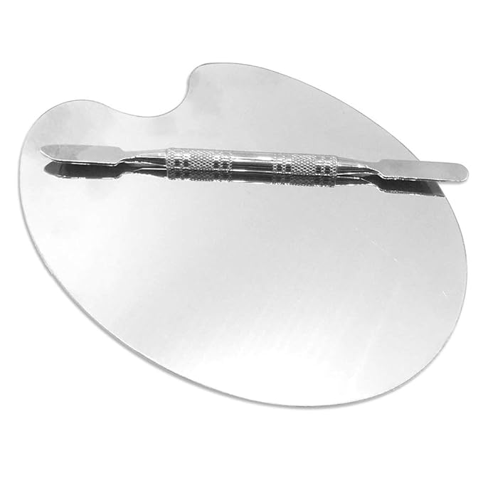 2 Pack Professional Makeup Palette, 2 Types Pro Lady Stainless Steel Cosmetic Artist Spatula with Spatula Tool for Mixing Foundation-Velvo Beauty