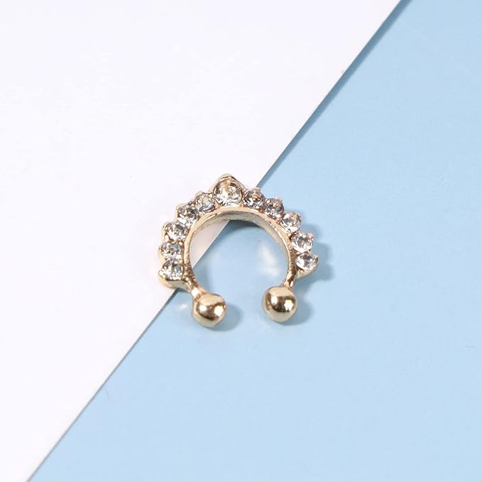 Boho Crystal Ear Cuff Earrings Gold Cz Pave Conch Ear Cuffs Earrings Rhinestone Hoop Cuff Earrings Non Pierced Earrings Jewelry for Women and Girls-Velvo Beauty