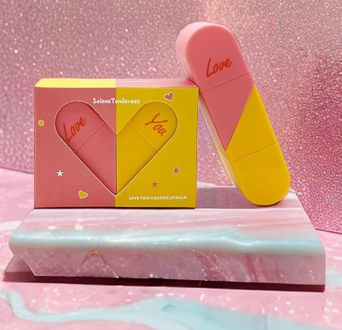 Heart Shaped Dual-use Deformable Lip Balm Stick - Honey,One end is colorless, while the other end is pink can be used as makeup, lipstick Peach. Repair, Keep Lips Moisturized, Gifts-Velvo Beauty