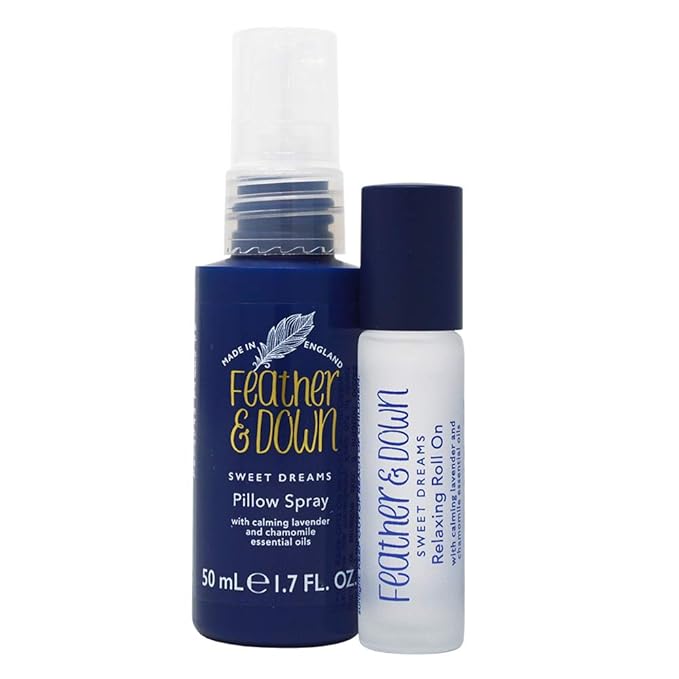 Feather & Down Sweet Dream Perfect Partners Gift Set: 50ml Pillow Spray & 10ml Roll-On, With Calming Lavender & Chamomile Essential Oils, Vegan & Cruelty Free-Velvo Beauty