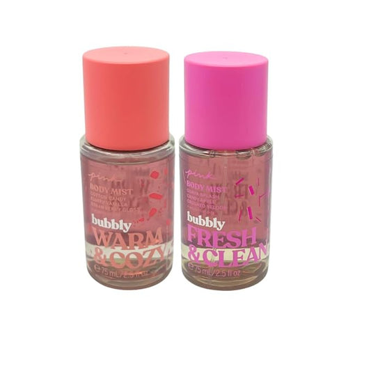 Victoria's Secret Pink Bubbly Body Mist Travel Size 2.5 fl oz (Warm & Cozy and Fresh & Clean)-Velvo Beauty