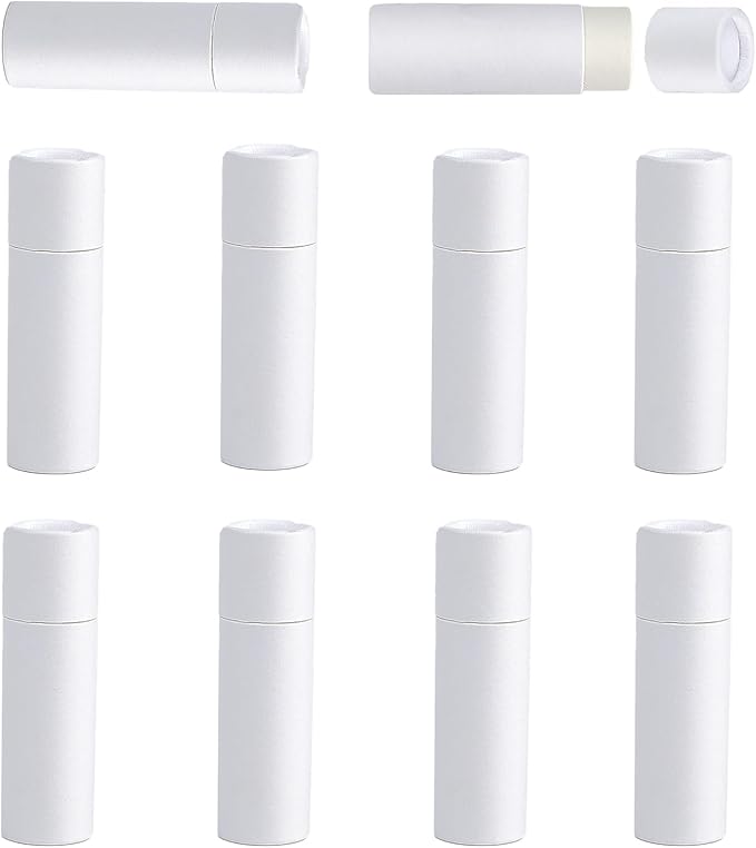 NICENEEDED 10 Pcs Paperboard Lip Balm Tubes, White Paper Lipstick Tube, Cardboard Empty Lip Gloss Container Solid Perfume Tube Cosmetic Box for DIY Lip Gloss Balm Chapstick-Velvo Beauty