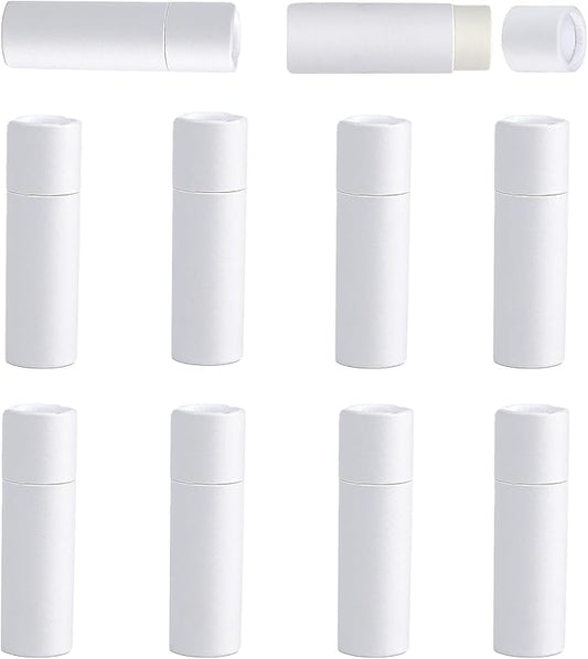 NICENEEDED 10 Pcs Paperboard Lip Balm Tubes, White Paper Lipstick Tube, Cardboard Empty Lip Gloss Container Solid Perfume Tube Cosmetic Box for DIY Lip Gloss Balm Chapstick-Velvo Beauty