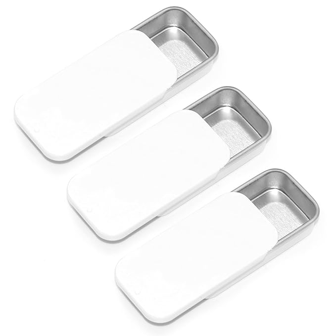 Lip Balm Tins Slide Top Tin Containers for Lip Balm Crafts Storage Kit - 0.25oz 3 Pack (WHITE)-Velvo Beauty