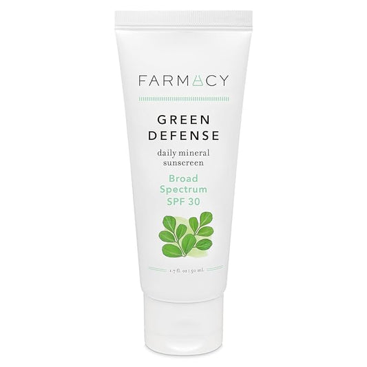 Farmacy Mineral Face Sunscreen SPF 30 - Broad Spectrum Zinc Oxide Sunscreen for Face - Daily Defense Sheer Mineral SPF for Sensitive Skin - Absorbs Quickly + Leaves No White Cast (50ml)-Velvo Beauty