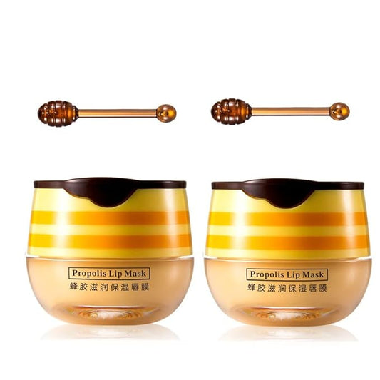 2 Pcs Lip Balm Honey Pot, Honey Moisturizing Lip Mask Reduces Lip Lines and Exfoliator, Prevention Dry & Cracked Lip.-Velvo Beauty