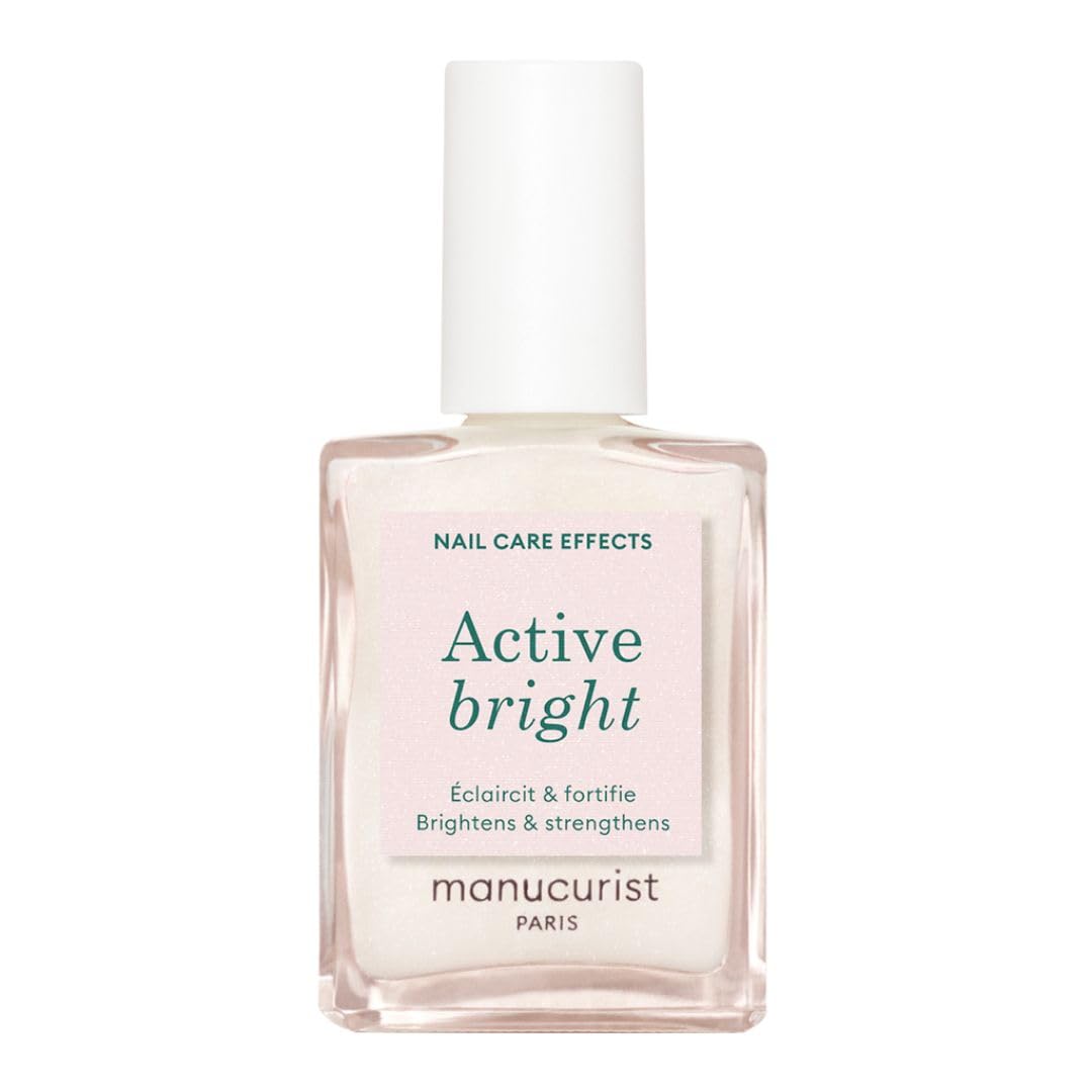Manucurist Active Bright All in One Nail Perfector: Brightening Treatment Polish & Care - No Lamp - Vegan & Made in France - White Nail Polish - Nail Whitener & Brightener - Nail Strengthener-Velvo Beauty