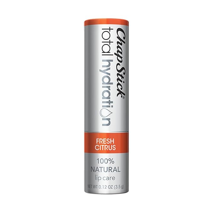 ChapStick Total Hydration (Fresh Citrus Flavor, 0.12 Ounce) Flavored Lip Balm Tube, Natural Age Defying Lip Care, Clinically Proven-Velvo Beauty