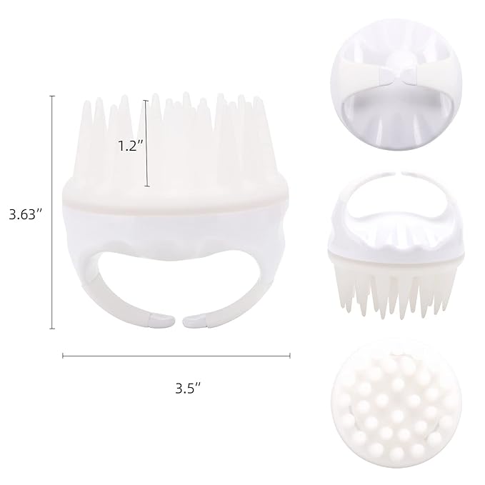 BTYMS Silicone Scalp Scrubber Shampoo Brush With Extra Long Bristles, Hair Massager for Growth & Dandruff Removal - White-Velvo Beauty