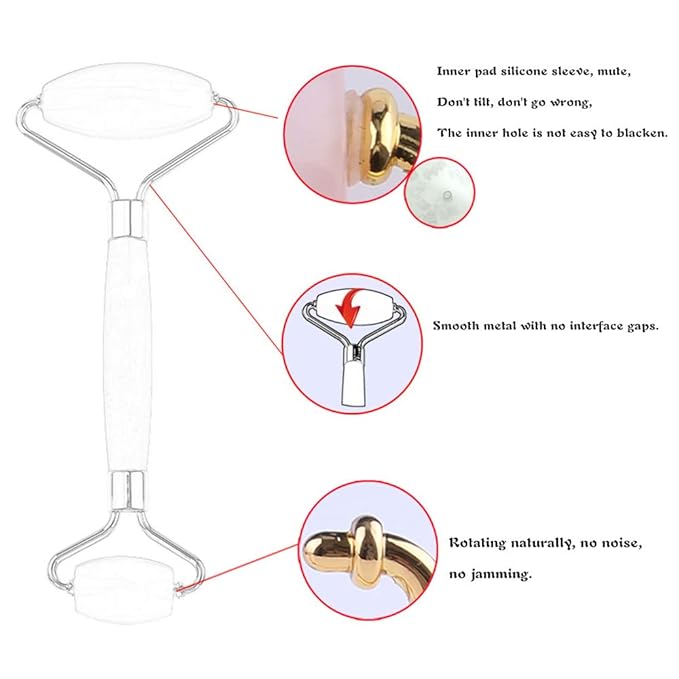 Jade Roller and Gua Sha Set - Facial Body Eyes Neck Massager Tool for Beautiful Skin Detox - Reduce Wrinkles Aging -（White Jade）-Velvo Beauty