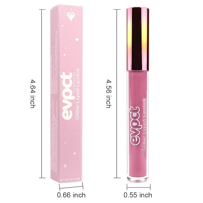 evpct 1Pcs Mauve Matte to Glitter Liquid Lipstick Lip Set Kit, Long Lasting Matte Diamond Glitter Lipstick Waterproof, Colorful Sparkly Glossy Metallic Shimmer Sparkle Lip Gloss for Women 01#-Velvo Beauty