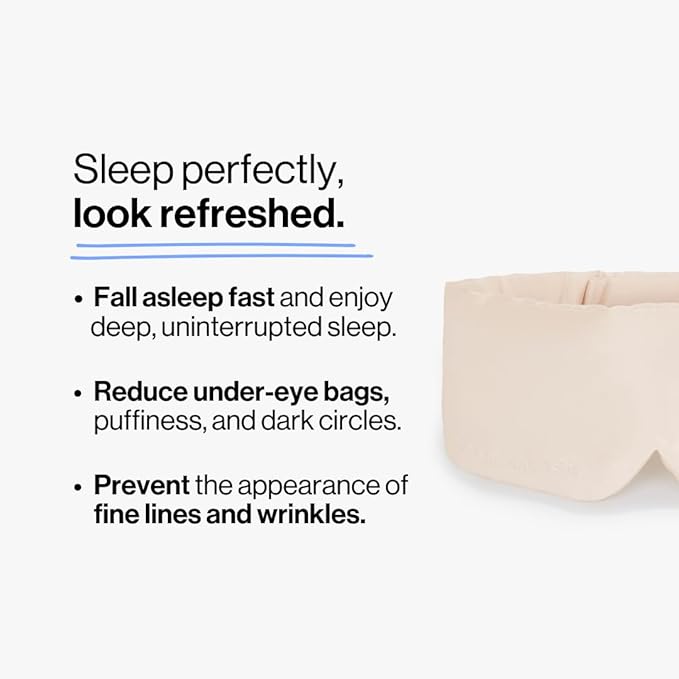 Dore & Rose Deep Sleep Mask Light Blocking, 23 Momme Mulberry Silk Eye Mask, Ultra Soft, Adjustable - Travel Sleeping Mask for Men & Women - Champagne-Velvo Beauty