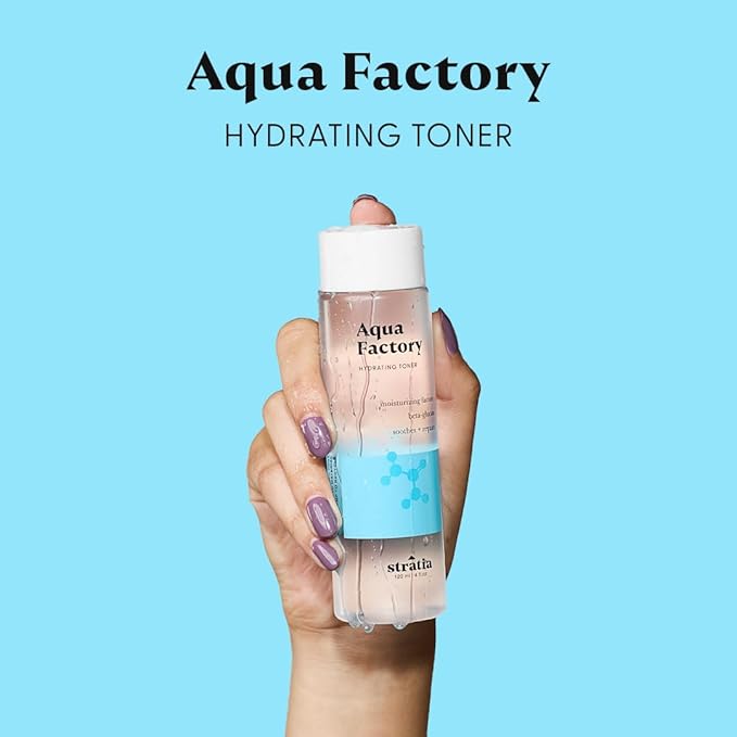 Stratia Aqua Factory Hydrating Toner with Beta Glucan, 7 Moisturizing Factors & Peptides for Barrier Repair, Nourishing Dry & Sensitive Skin, 4oz-Velvo Beauty