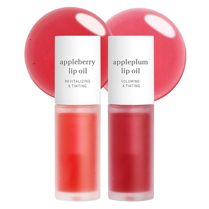 NOONI Korean Lip Oil Set - Appleberry & Appleplum | Long-Lasting, Moisturizing, Plumping, Revitalizing for Dry Lips, Waterproof, No Peel Off 0.12 FL Oz x 2ea-Velvo Beauty