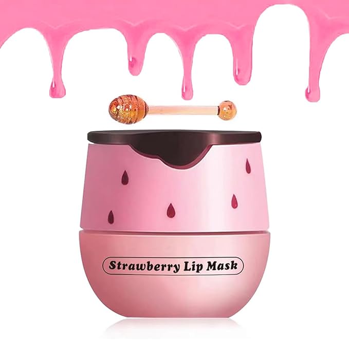 4 Packs Fruit Lip Balm Lip Mask, Moisturizing Lip Sleeping Mask, Hydrate Repair Prevent Dry Cracked Lip (Strawberry)-Velvo Beauty