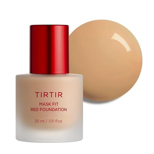 TIRTIR Mask Fit Red FoundationㅣLong Lasting Flawless Coverage, Energy Essence, Lightweight, Hydrating, Pore-Blurring, Breathable Satin Finish, Makeup, Radiant Skin, #30N Rich Honey, 1.01 Fl Oz-Velvo Beauty