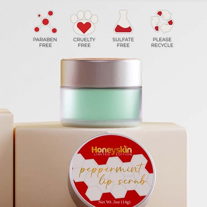 Lip Exfoliator Scrub and Lip Treatment - Gentle Lip Repair for Dry Cracked Lips and Lip Scrubs Exfoliator and Moisturizer - All Naturals Lip Brightening for Dark Lips (Peppermint)-Velvo Beauty