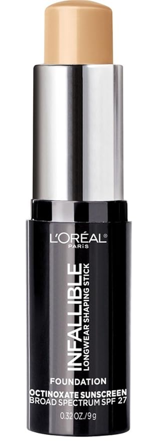 L'Oreal Paris Makeup Infallible Longwear Shaping Stick Foundation, 405 Sand, 1 Tube, 0.32 Ounce-Velvo Beauty