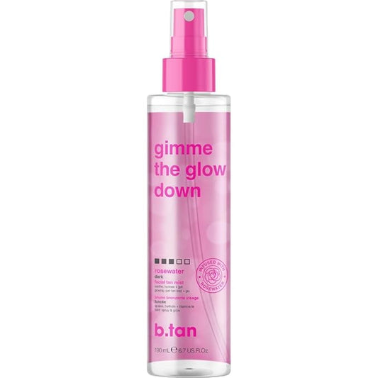 b.tan Clear Face Tan Mist | Gimme The Glow Down - Best Facial Tanner Spray, Gradual Bronzing Sunless Tanning Water, Infused with Rosewater, Vegan, Cruelty Free, 6.7 Fl Oz-Velvo Beauty