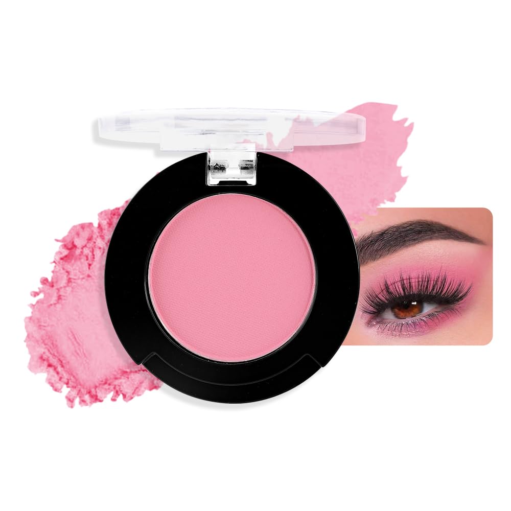 Monochrome Pressed Eyeshadow, Matte Pink Waterproof Neutral Powde Mini Eyeshadow, sombras para ojos, Talc, Paraben & Cruelty Free (C09#Matte Pink)-Velvo Beauty