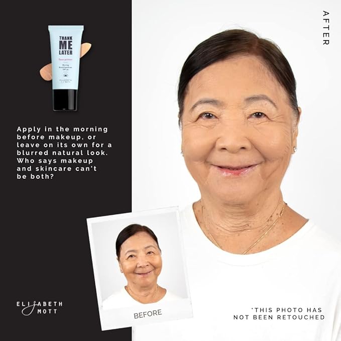 Elizabeth Mott Thank Me Later Blurring Face Primer SPF 30 – Lightweight, Hydrating Makeup Primer - Smooths Fine Lines & Wrinkles for a Soft-Focus Finish – Mineral-Based, Cruelty-Free Formula – 30g-Velvo Beauty