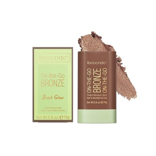 Multi-Use Makeup Bronzer Stick for Effortless Glow - Hydrating Solid Moisturizer with Natural Bronze Tint for Eyes, Lips & Cheeks (#4 Beach Glow)-Velvo Beauty