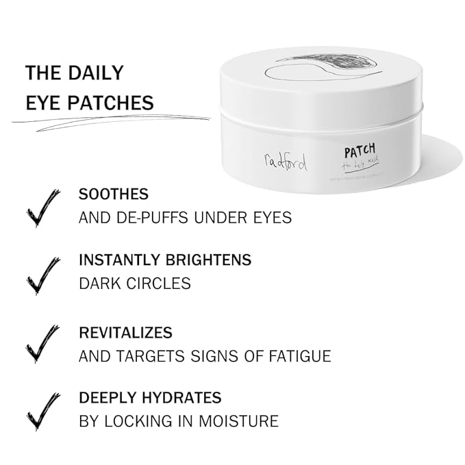 radford Beauty PATCH, The Daily Mask | Korean Eye Patches for Puffy Eyes | Reduce Under Eye Bags, Dark Circles, and Wrinkles - Brightening Eye Mask with Hyaluronic Acid | Korean Skincare | 30 Pairs-Velvo Beauty