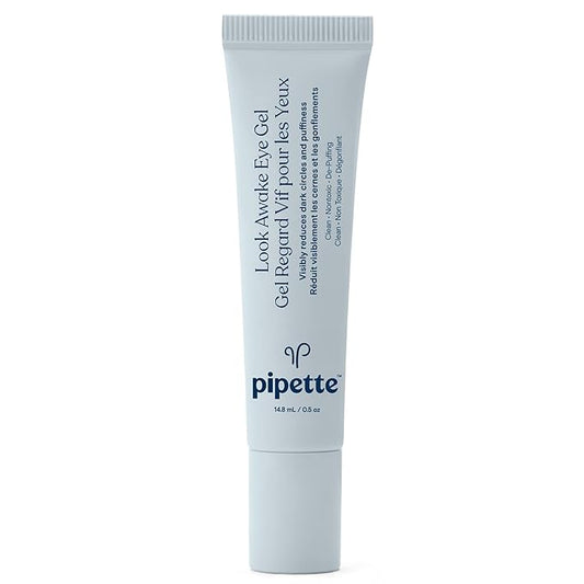 Pipette Look Awake Eye Gel - Eye Roller for Puffiness, Wrinkles, Dark Circles under Eye Treatment for Women, Unique Peptide Formula with Moisturizing Squalane, Hypoallergenic, 0.5 fl oz-Velvo Beauty