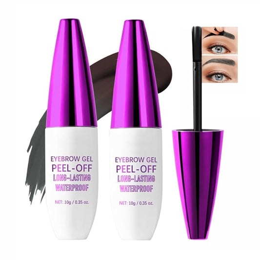 2Pcs Peel Off Eyebrow Tint Gel - Waterproof & Sweatproof All-Day Wear, Transfer-Resistant Tattoo Effect, All Skin Types + Mother’s Day Gift Set, 02#Brown-Velvo Beauty