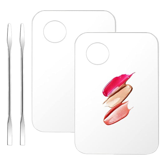 Acrylic Cosmetic Makeup Palette, 2 Pack Makeup Mixing Palette, Foundation Palette with Spatula Tool for Nail Art Eye Shadow Eyelash Makeup Professional Pigment Blending-Velvo Beauty
