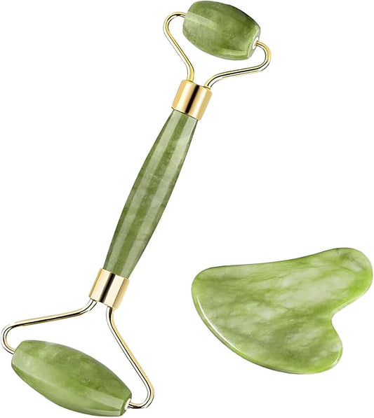 Gua Sha & Jade Roller Gua Sha Massage Tools Face Roller and Gua Sha Set Easy to Clean Promote Blood Circulation Reduce Puffiness Suitable to Skin Care Routine Puffiness and Wrinkles-Velvo Beauty