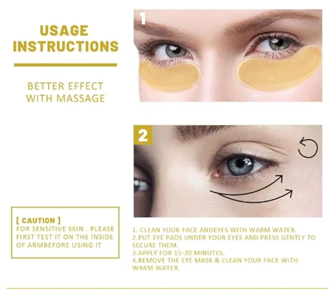 Eye Magic Gold Under Eye Gel Patch (20 Pairs) Herbal Cooling Eye Skincare Treatment for Puffy Eyes, Dark Circles, Fine Lines, Wrinkles USA Tested-Velvo Beauty